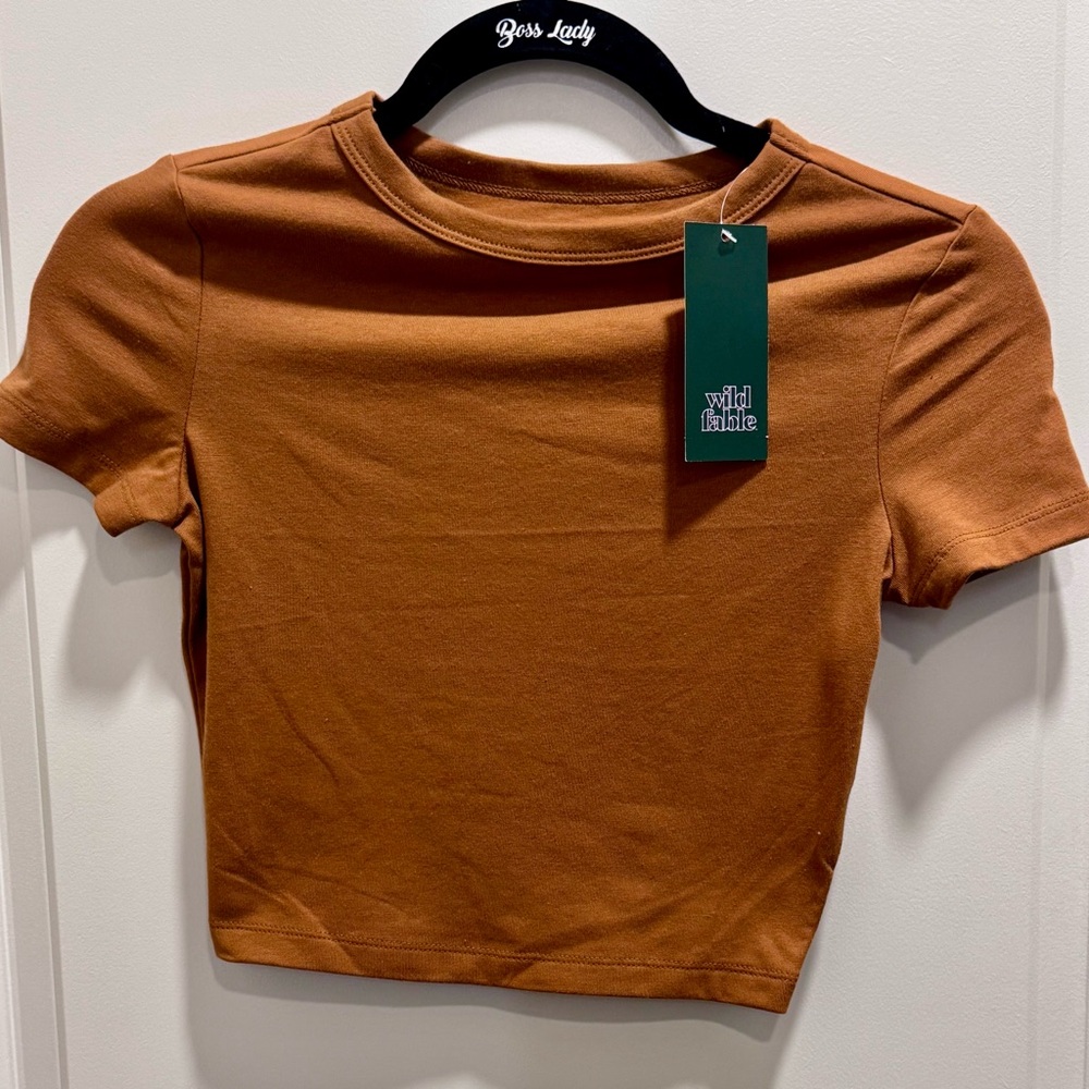 Wild Fable Tan Short Sleeve crop top NWT